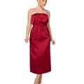 Vestido strapless rojo con bolsillos cargo y cinturón ajustable