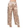 Pantalón Satín Estilo Newspaper - Beige o Negro