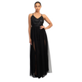 Vestido Largo Negro con Encaje y Tul