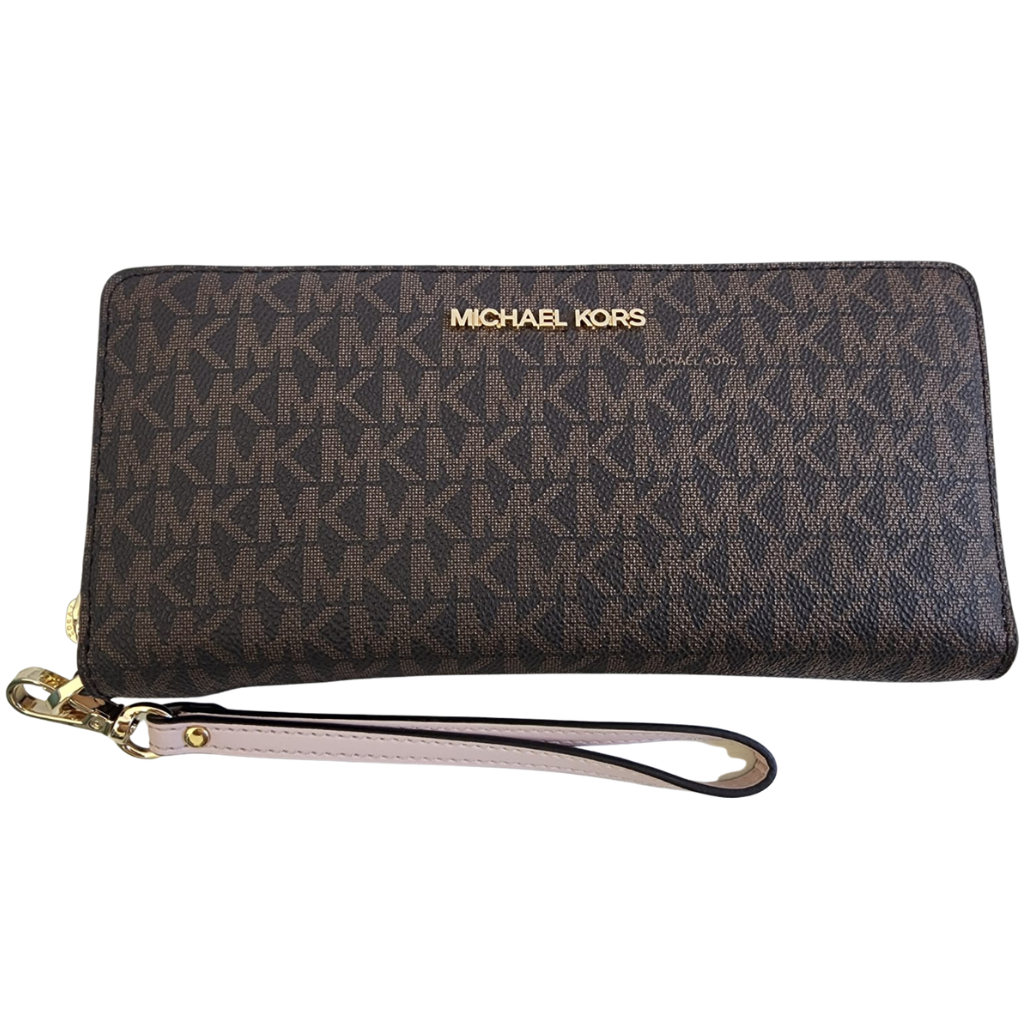 Cartera Michael Kors original monograma MK con cierre tipo wristlet