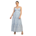 Vestido Midi Azul con Bordado Calado