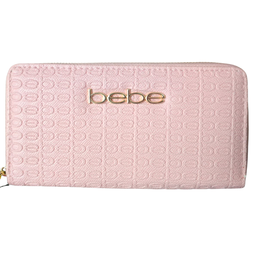 Cartera Bebe Rosa Texturizada con Cierre y Tarjetero