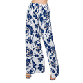 Pantalón Palazzo Blanco con Estampado Floral Azul