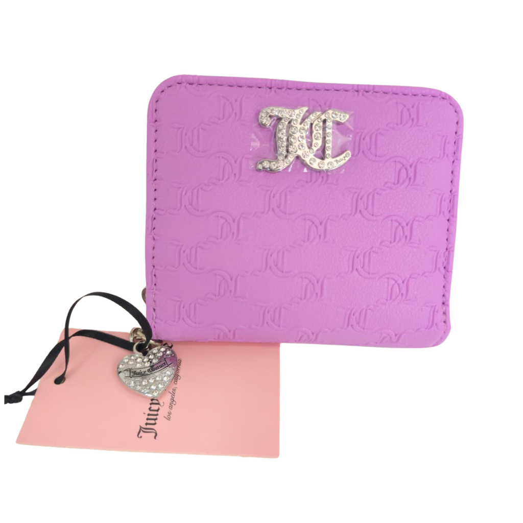 Cartera Juicy Couture Lila Compacta con Logo y Cristales