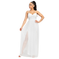 Vestido largo blanco con corset y doble abertura