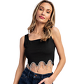 Crop top negro con pedrería