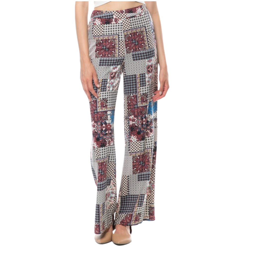 Pantalón Palazzo Estampado Patchwork Boho
