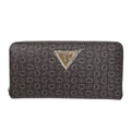 Cartera Guess Café Monograma Zip Around con Logo Triangular