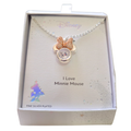 Collar Disney Minnie Mouse Plateado con Moño Rose Gold y Cristal