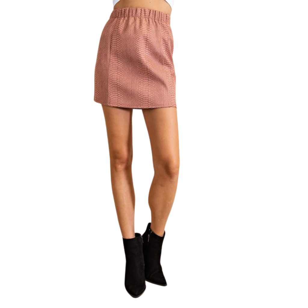 Falda Short Texturizada Color Terracota