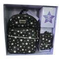 Set Madden Girl Mochila Mini y Cartera Negra con Estrellas – 2 Piezas