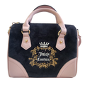 Bolsa Juicy Couture Velvet Satchel Negro y Rosa con Correa Ajustable