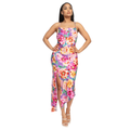 Vestido Midi Floral Multicolor con Abertura
