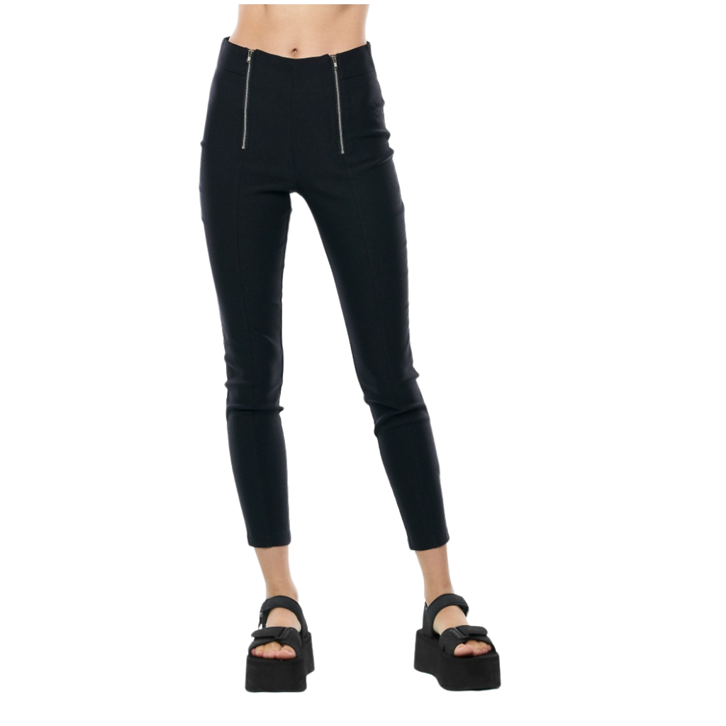 Pantalón negro skinny con cierres frontales