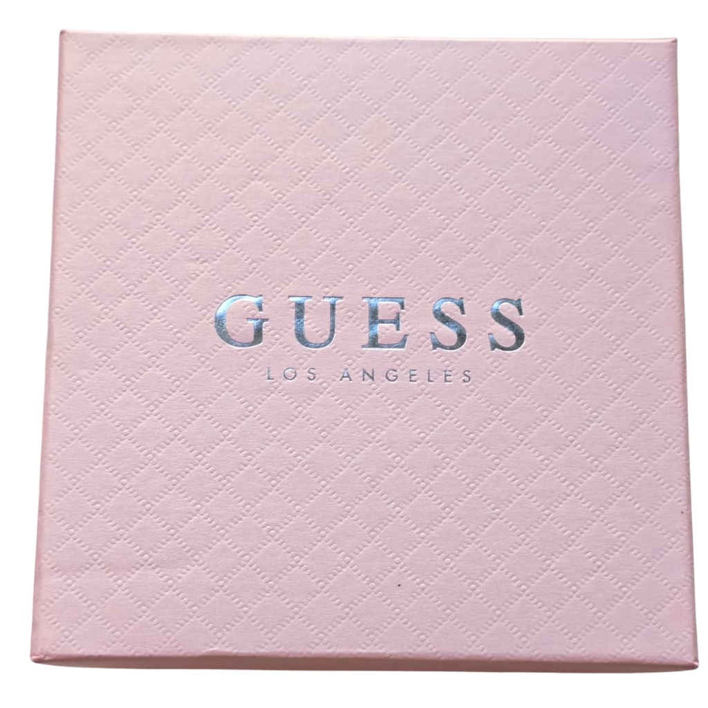 Set Guess Original Pulsera con Dijes Corazón Cristales + Aretes Dorados en Caja Original