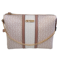 Bolsa Guess crossbody monograma beige / rosa con cadena dorada