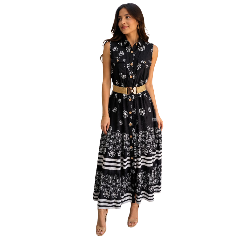 Vestido largo estampado que roba miradas