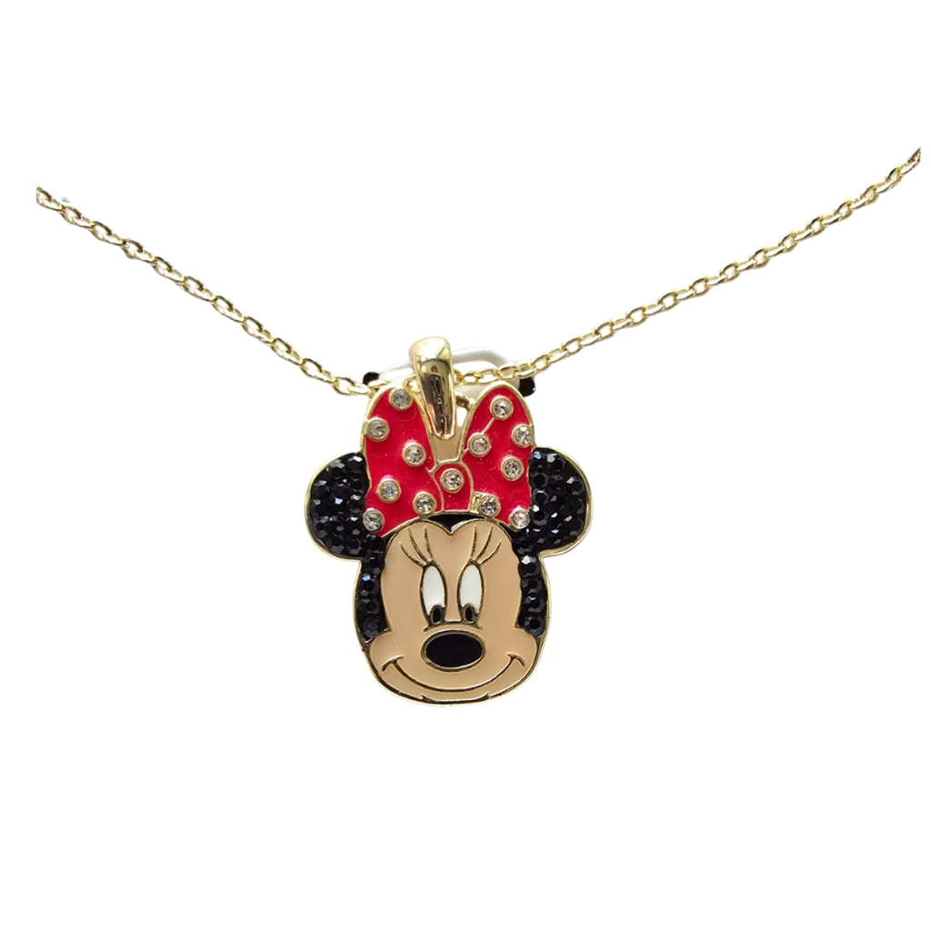 Collar Disney Minnie Mouse Original Dorado Con Cristales Bowtiful