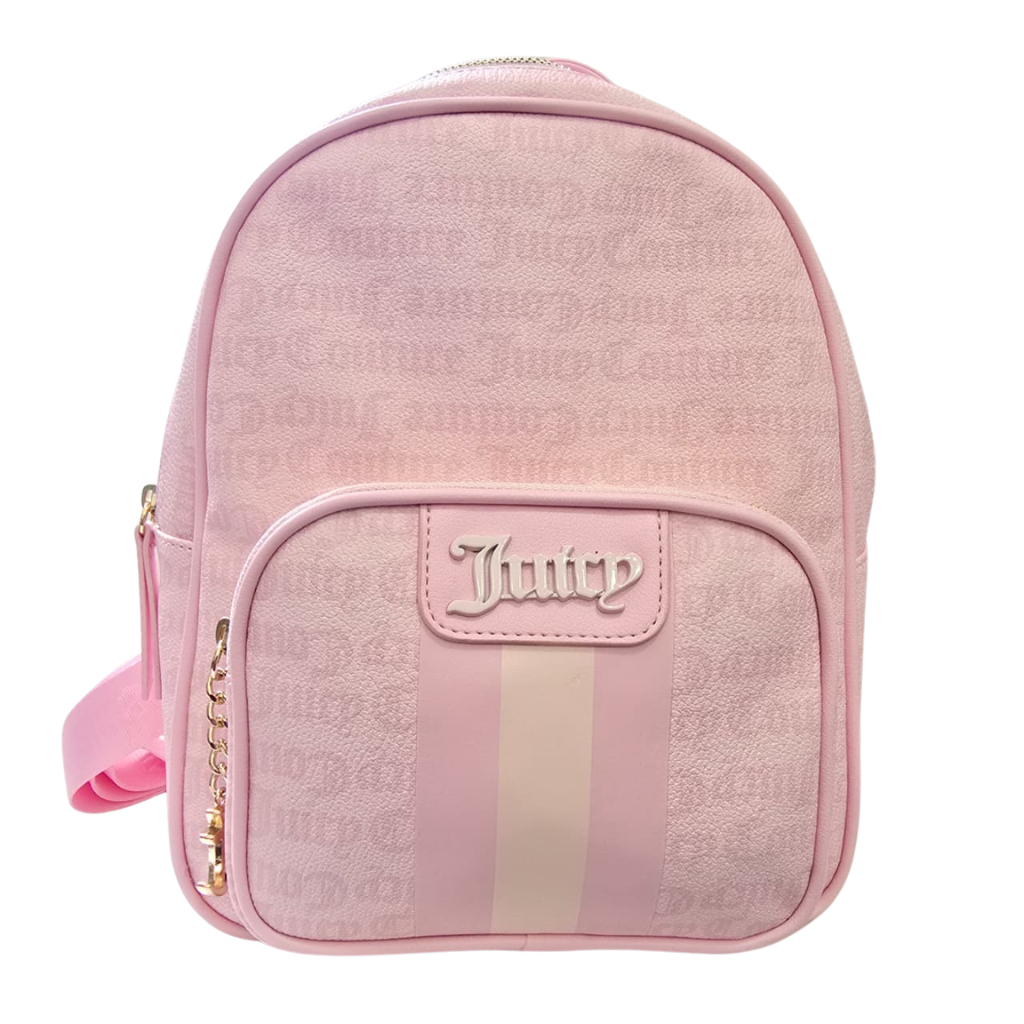 Mochila Juicy Couture Rosa con Logo y Detalles Dorados
