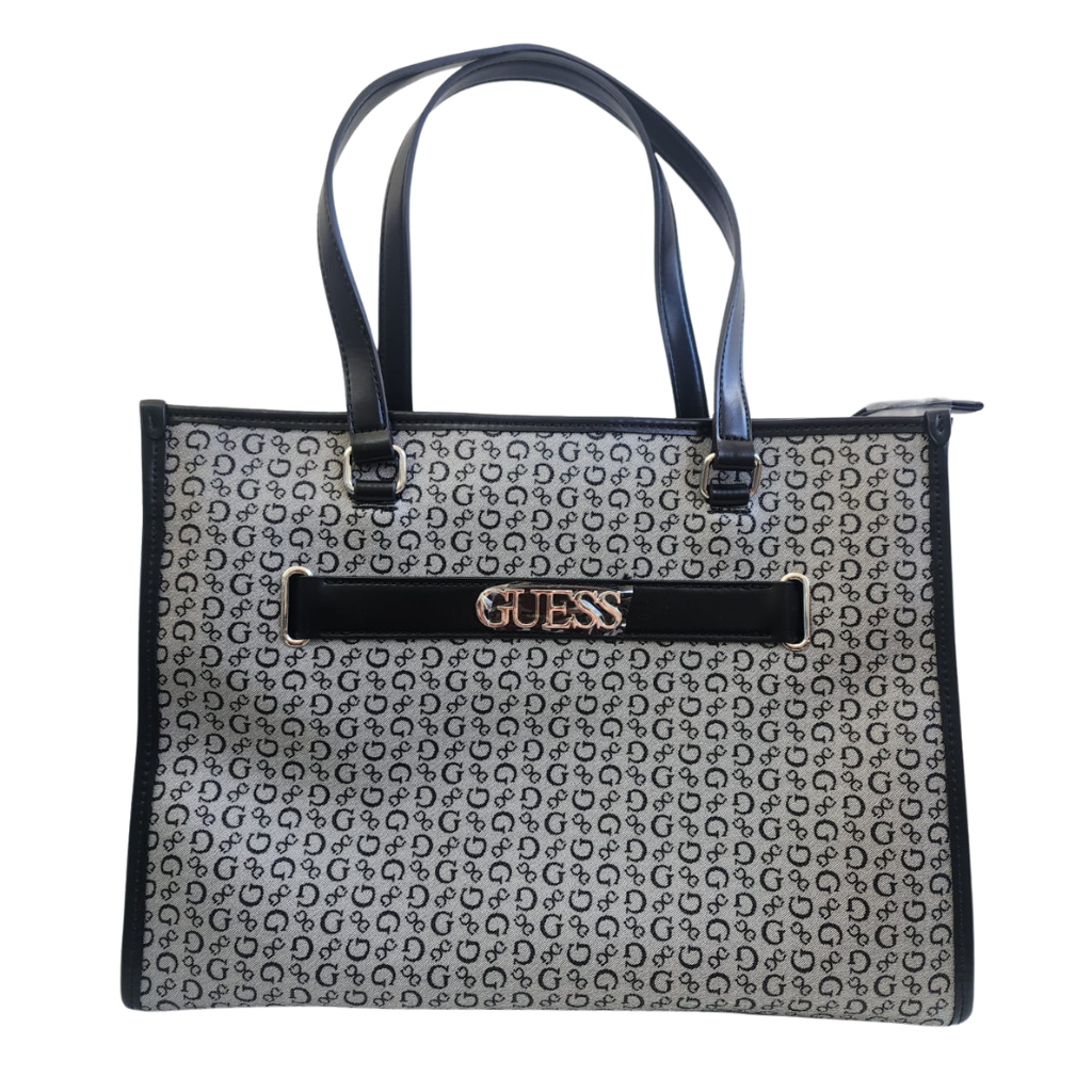 Bolsa Guess tote monograma negro con asas largas