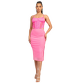 Falda midi rosa con abertura lateral