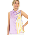 Blusa sin mangas lavanda con estampado