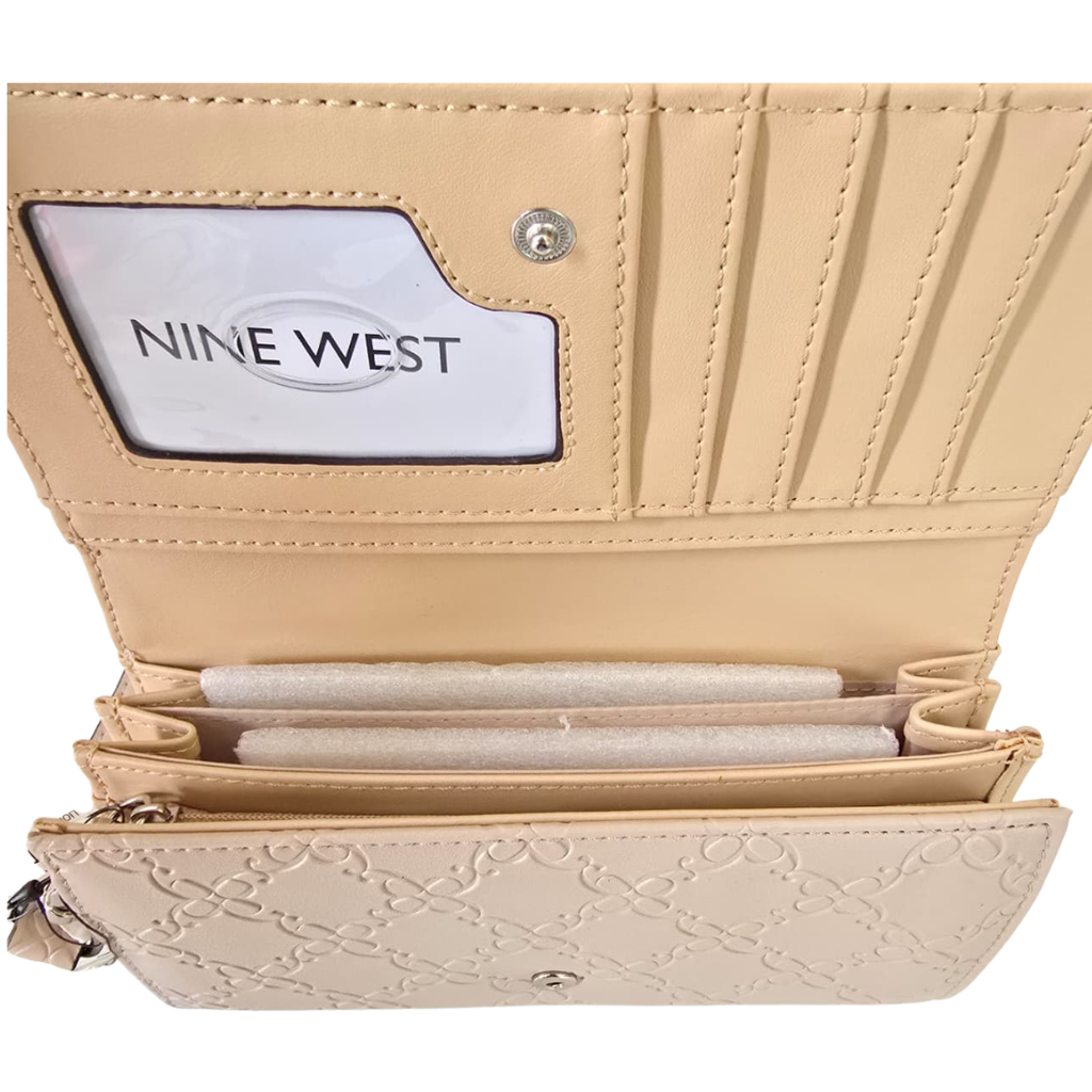 Cartera Nine West Beige Monograma con Correa y Monedero