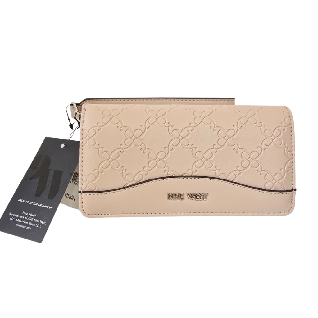 Cartera Nine West Beige Monograma con Correa y Monedero