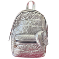 Mochila Juicy Couture original plateada con monedero colgante
