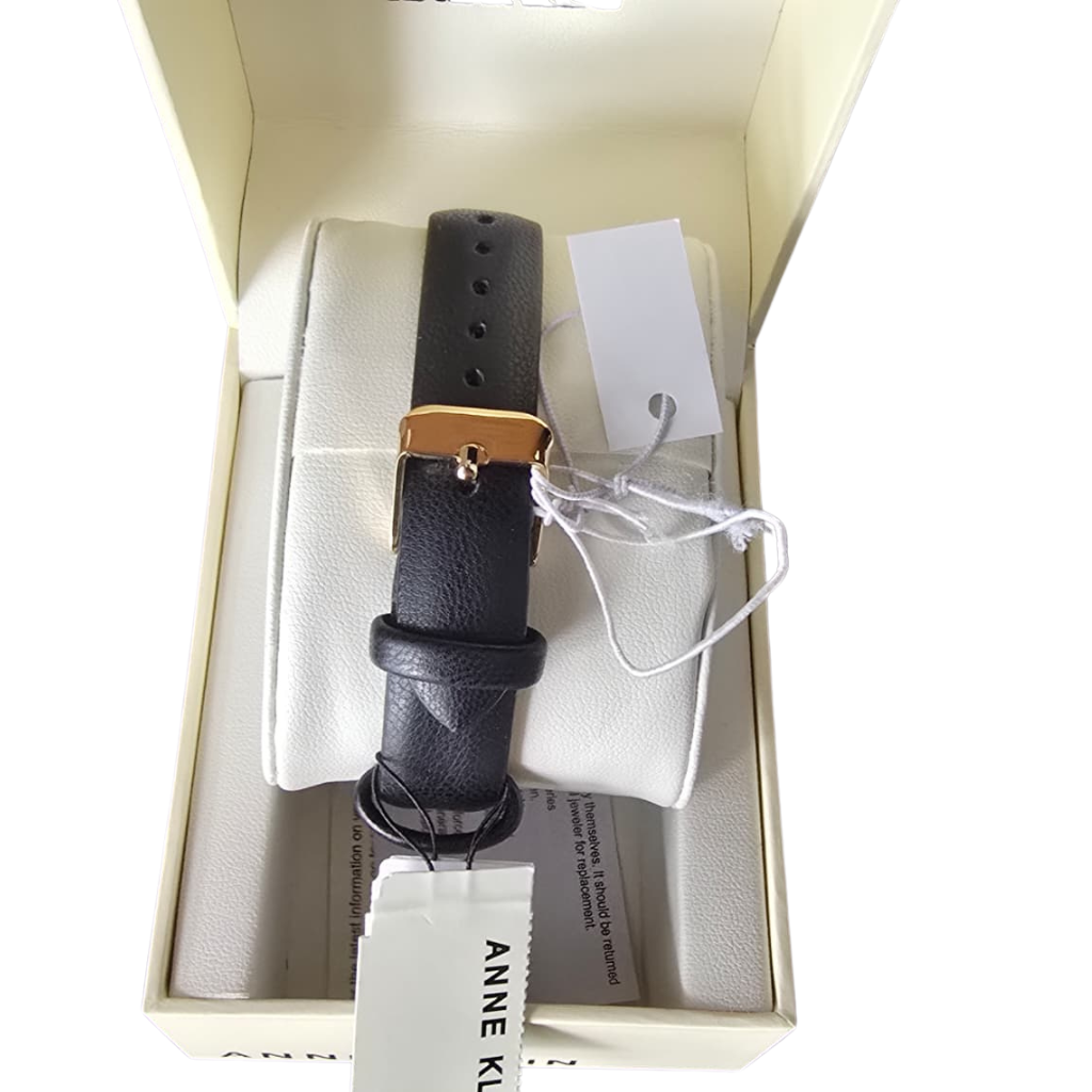 Reloj Anne Klein Negro con Caja Dorada y Correa Negra