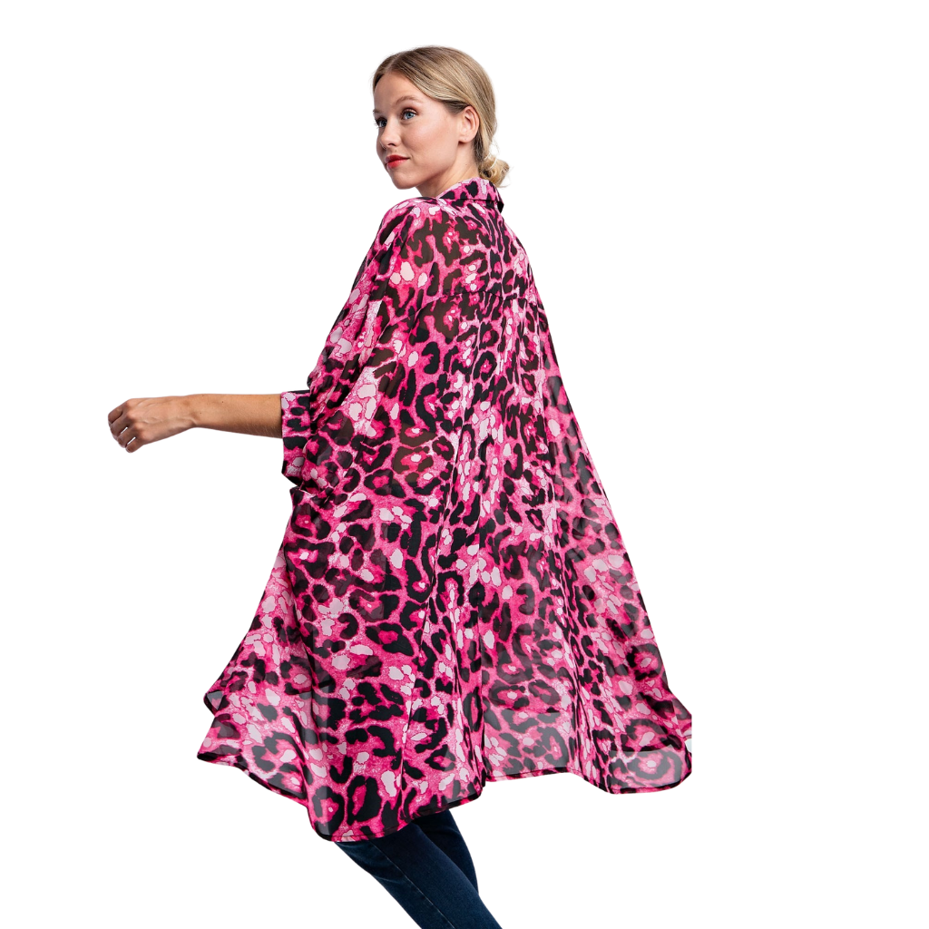 Maxi Blusa Animal Print Rosa Oversize
