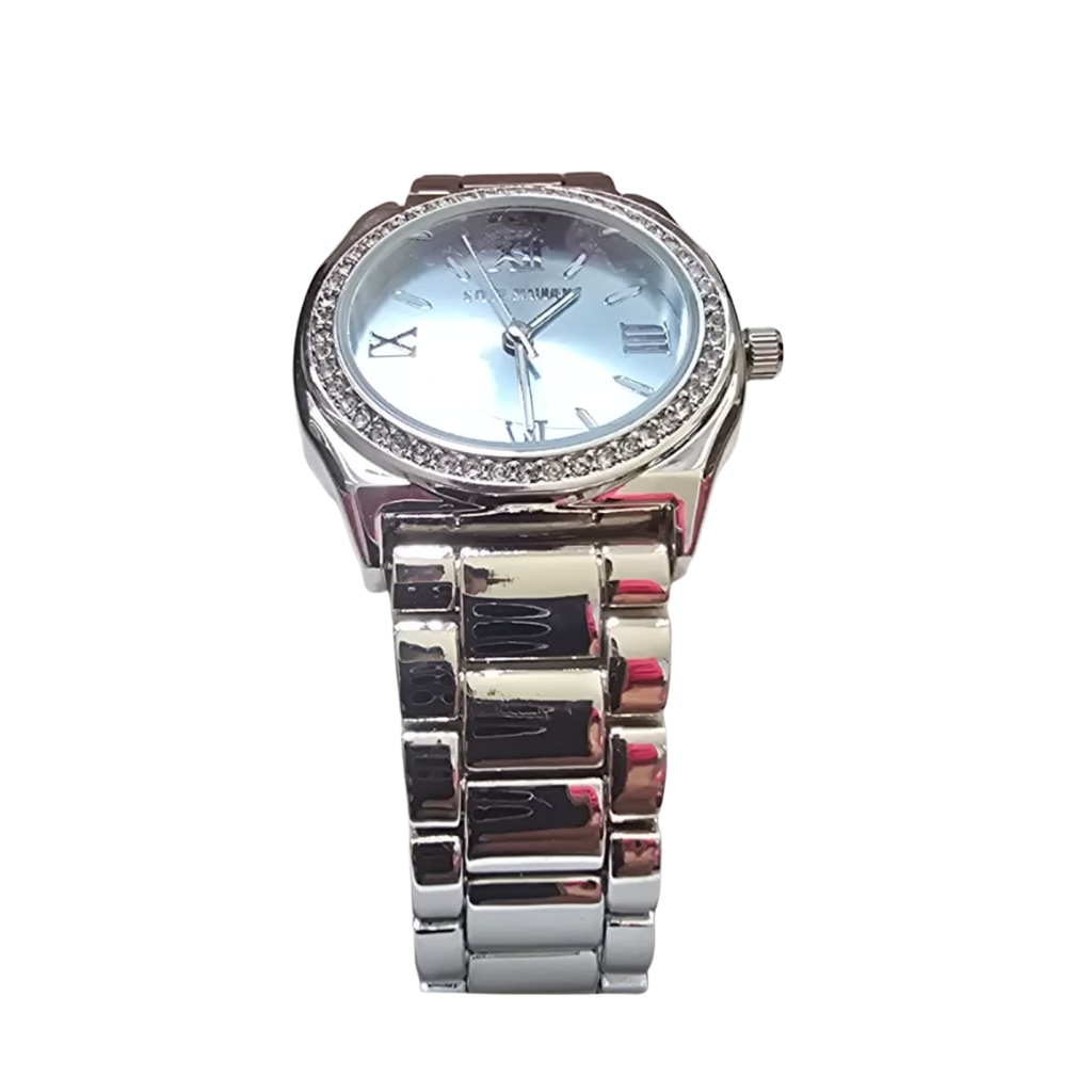 Reloj Steve Madden Original para Mujer Plateado con Carátula Azul y Cristales