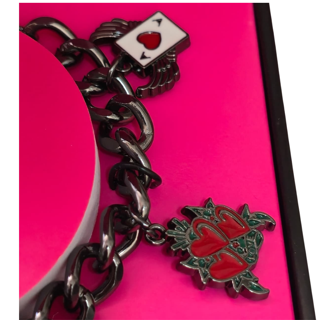 Reloj Pulsera Ed Hardy Charm Bracelet Negro con Dijes y Cristales Original