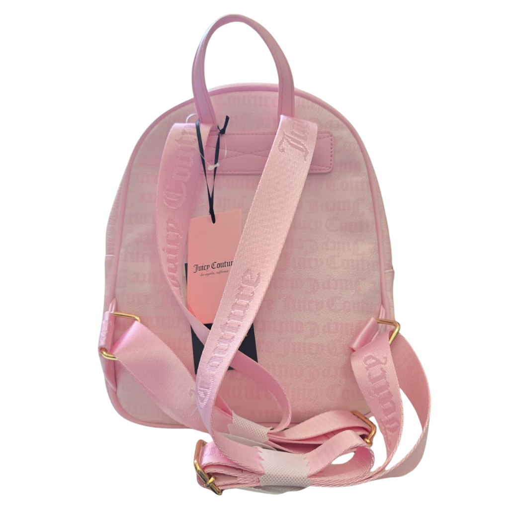 Mochila Juicy Couture Rosa con Logo y Detalles Dorados