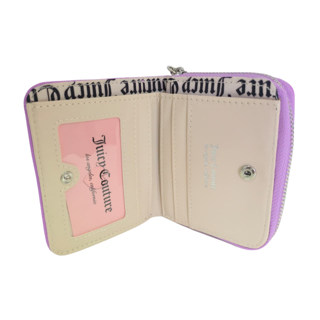 Cartera Juicy Couture Lila Compacta con Logo y Cristales