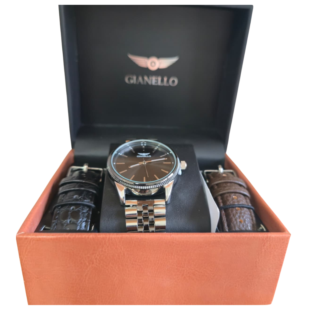 Set de Reloj Gianello para Caballero con Correas Intercambiables