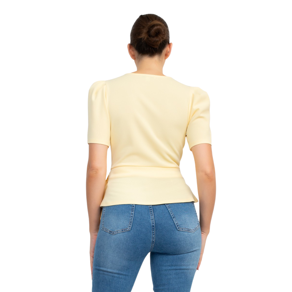 Blusa Amarilla Cruzada con Lazo en Cintura