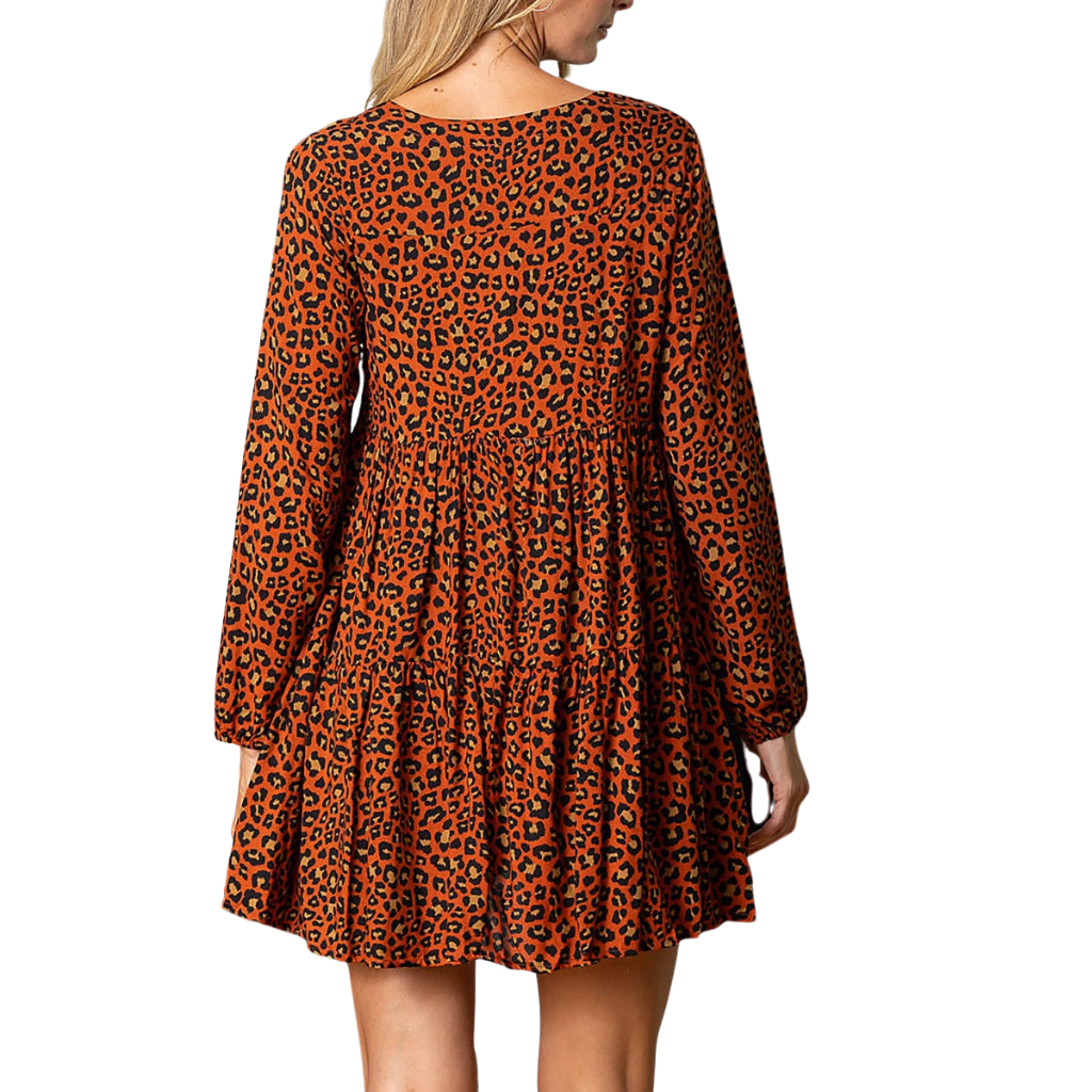 Vestido corto animal print manga larga