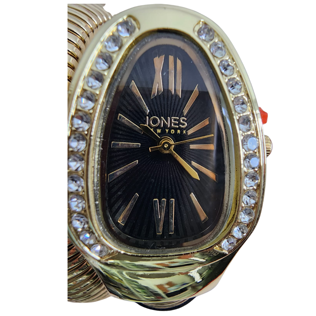 Reloj Jones New York dorado con pulsera tipo brazalete y cristales