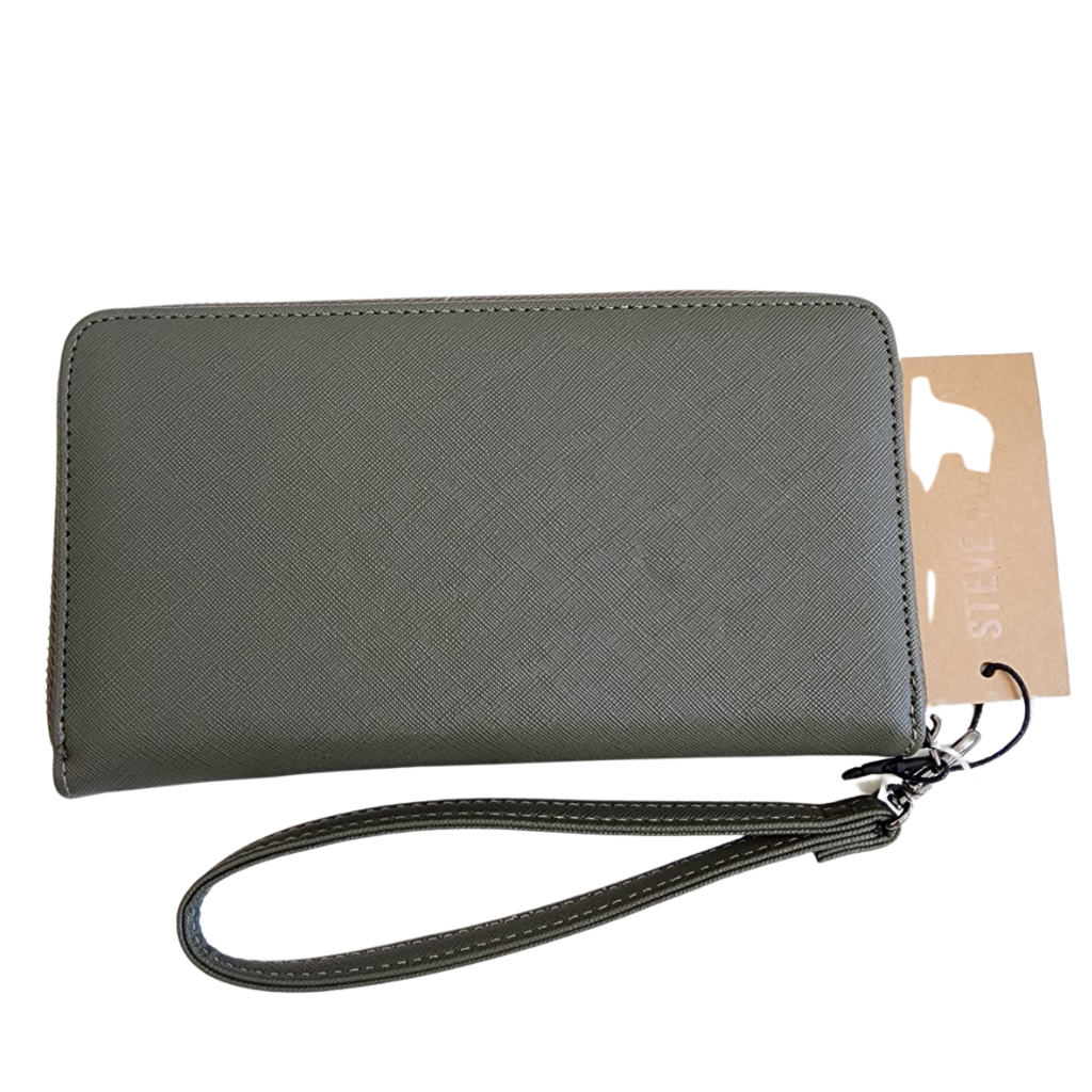 Cartera Steve Madden original color verde oliva con cierre y correa