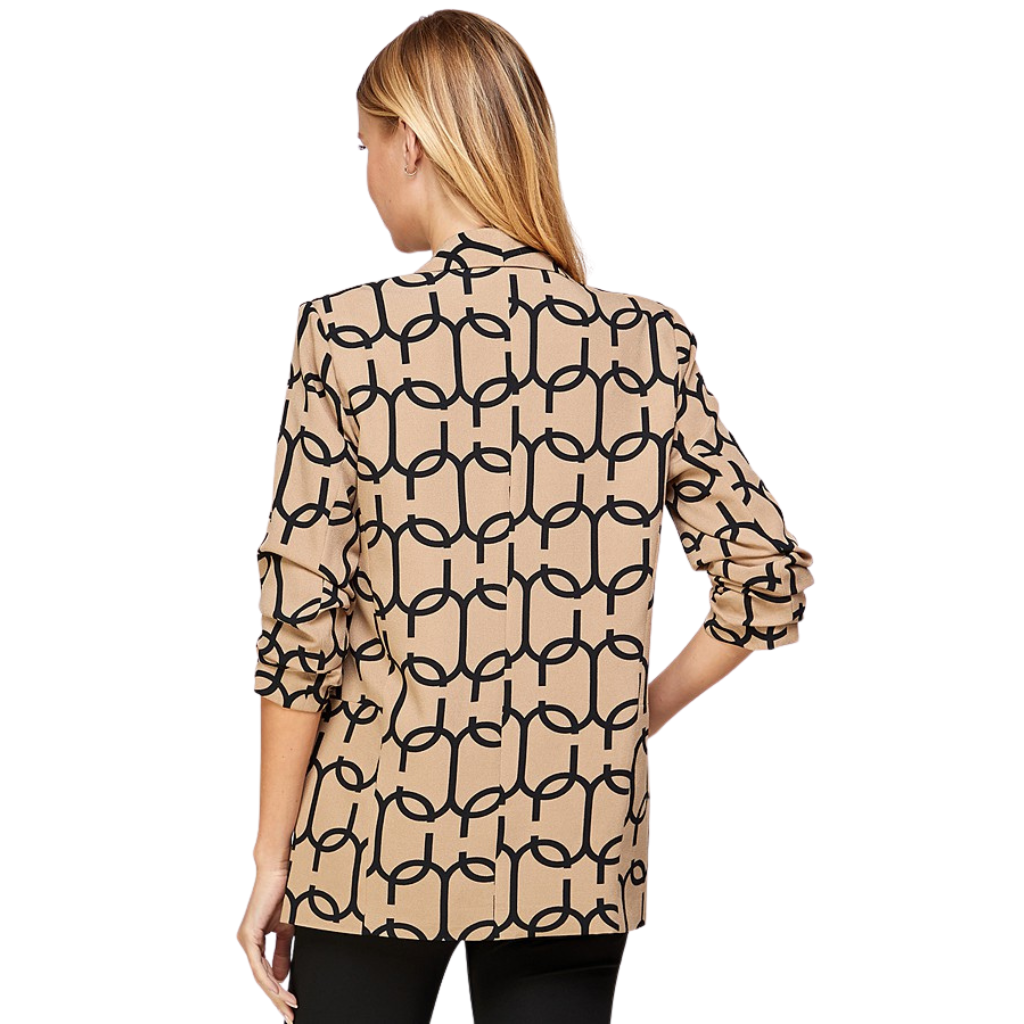 Blazer Beige con Estampado Geométrico