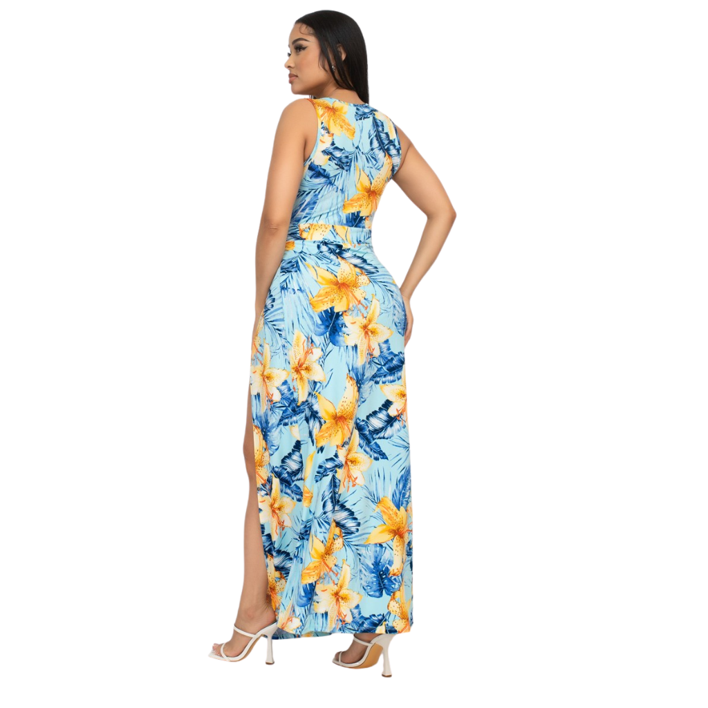 Vestido Tropical Asimétrico con falda Interno