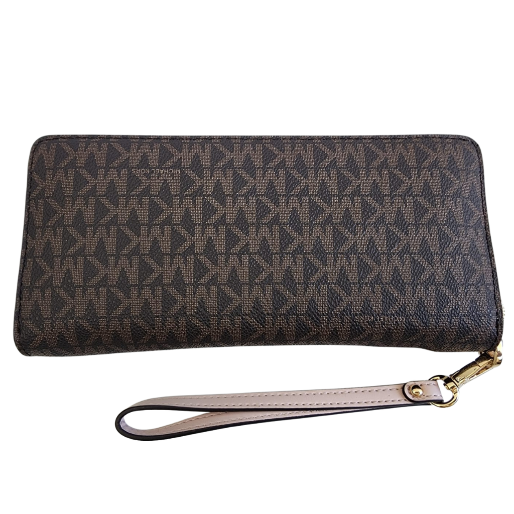 Cartera Michael Kors Jet Set Travel Logo Brown con Wristlet Desmontable