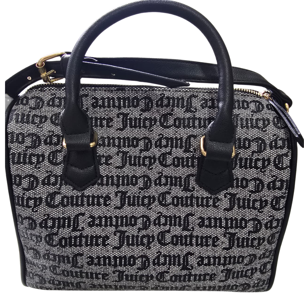 Bolsa Juicy Couture Satchel Negra con Monograma y Charm de Fresa