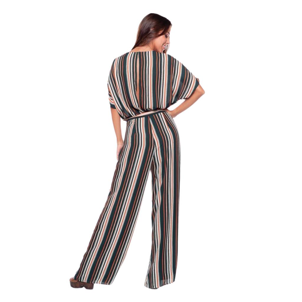 Jumpsuit a Rayas con Cinturón
