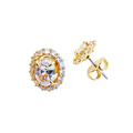 Aretes Kate Spade dorados con cristal ovalado y halo de zirconias