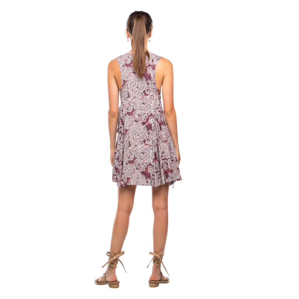 Vestido corto sin mangas con estampado paisley
