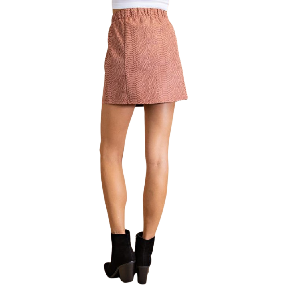 Falda Short Texturizada Color Terracota