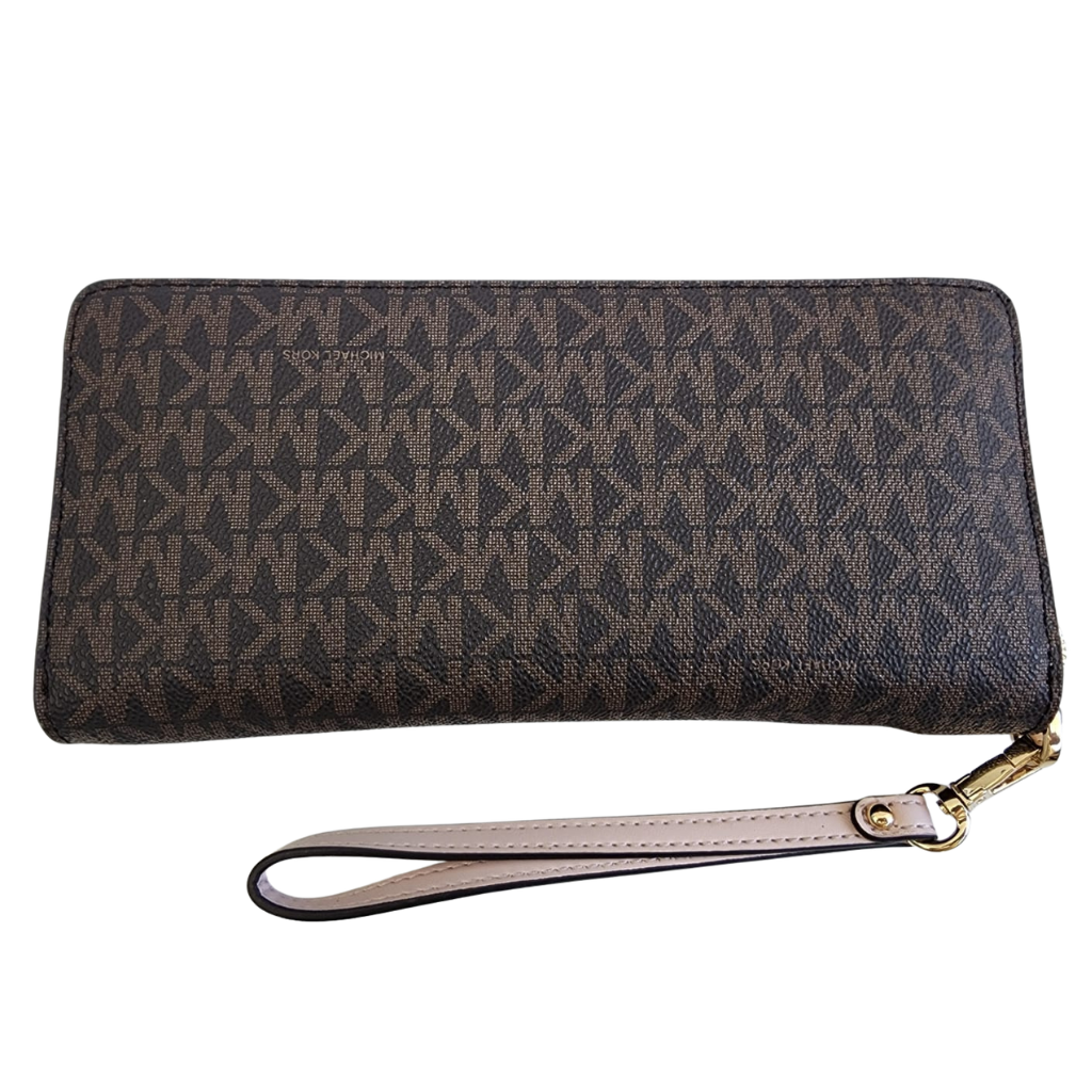 Cartera Michael Kors original monograma MK con cierre tipo wristlet