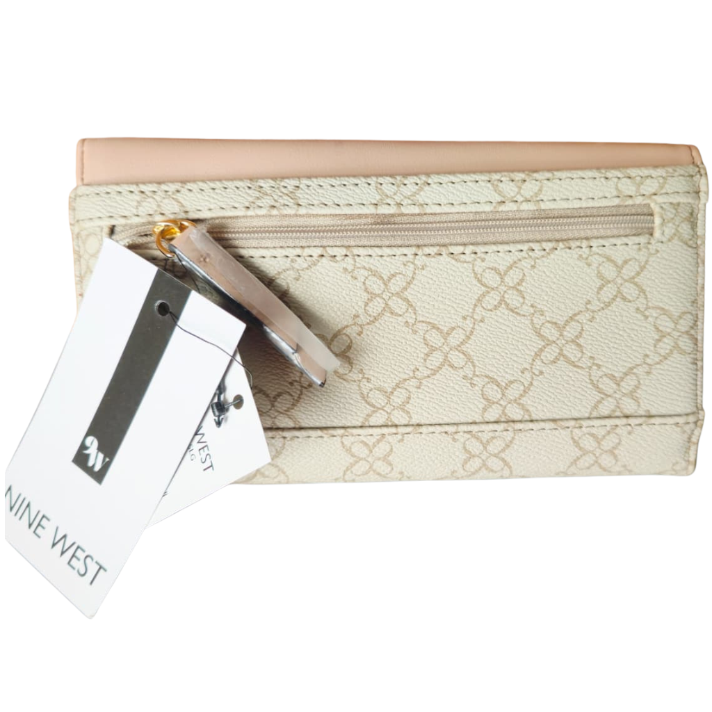 Cartera Nine West Bicolor Beige con Compartimentos